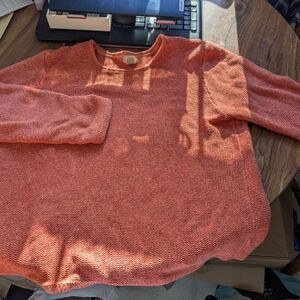 LL Bean women's 100% cotton orange/peach sweater, size XL, vintage, mid weight